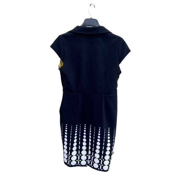 Studio I Black, White and Yellow Dress with Dots, Belt and pockets Size 14 - Picture 7 of 9